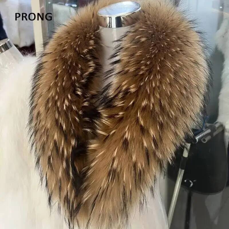Outdoor Sport Winter Jacket - Doğal rakun kürk yaka gerçek kürk