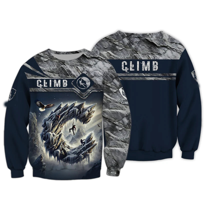 Outdoor Sport Club - Erkek 3D Tırmanış Baskılı Tişört Moda